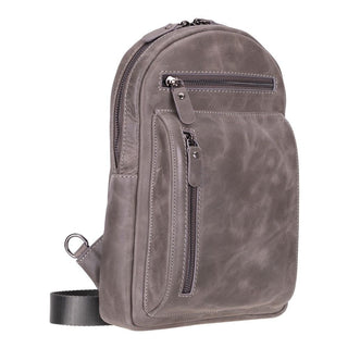 Blake Full‑Grain Leather Crossbody Bag, Gray
