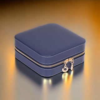 Amanda Full‑Grain Leather Jewelry Box, Peach