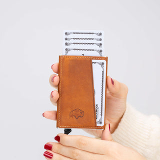 Bond Slim RFID Cardholder – Full‑Grain Leather, Golden Brown