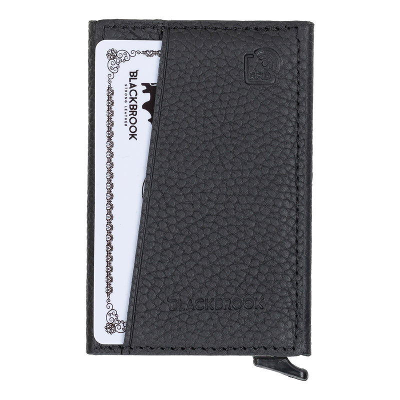 Bond Slim RFID Cardholder – Full‑Grain Leather, Pebble Black BlackBrook Case