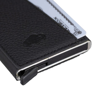 Bond Slim RFID Cardholder – Full‑Grain Leather, Pebble Black