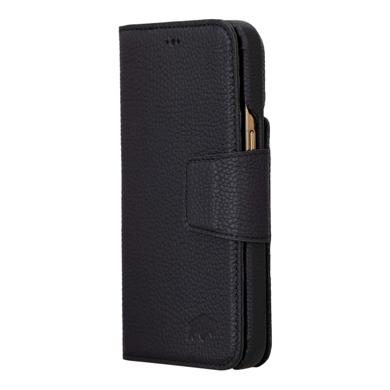 Burkley Leather Wallet Case - iPhone 15 Pro Max, Pebble Black - BlackBrook Case