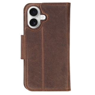Burkley Leather Wallet Case - iPhone 16, Distressed Coffee