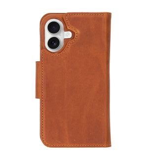 Burkley Leather Wallet Case - iPhone 16, Golden Brown