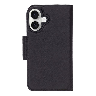 Burkley Leather Wallet Case - iPhone 16, Pebble Black