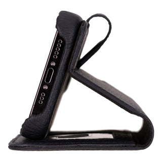 Burkley Leather Wallet Case - iPhone 16, Pebble Black