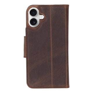 Burkley Leather Wallet Case - iPhone 16 Plus, Distressed Coffee
