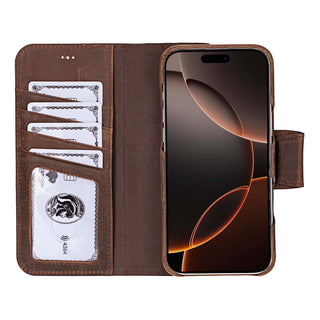 Burkley Leather Wallet Case - iPhone 16 Pro Max, Distressed Coffee