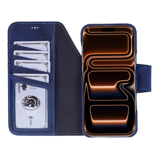 Burkley Leather Wallet Case - iPhone 17 Pro, Deep Blue