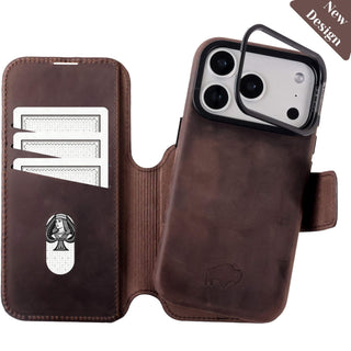 Burkley Leather 2 in 1 Wallet Case - iPhone 17 Pro, Distressed Coffee