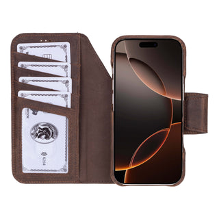 Burkley Leather Wallet Case - iPhone 17 Pro, Distressed Coffee