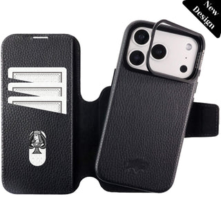 Burkley Leather 2 in 1 Wallet Case - iPhone 17 Pro Max, Pebble Black