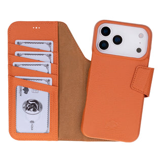 Burkley Leather Wallet Case - iPhone 17 Pro, Pebble Orange