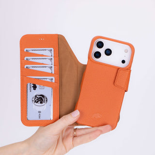Burkley Leather Wallet Case - iPhone 17 Pro Max, Pebble Orange