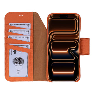 Burkley Leather Wallet Case - iPhone 17 Pro Max, Pebble Orange