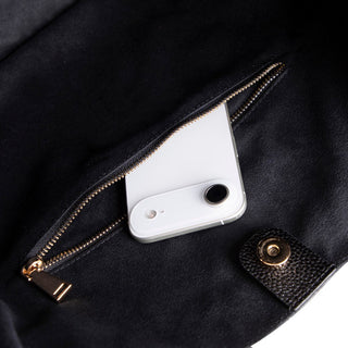 Carina Suede Leather Women's Shoulder Bag, Black