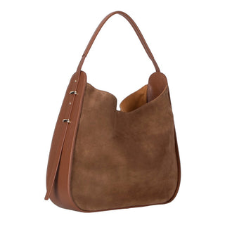 Carina Suede Leather Women's Shoulder Bag, Tan