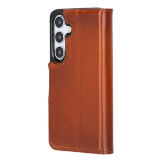 Carter Detachable Leather Wallet Case Galaxy S24, Burnished Tan