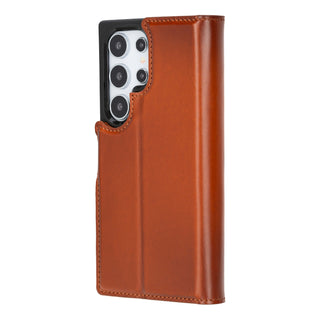 Carter Detachable Leather Wallet Case Galaxy S24 Ultra, Burnished Tan