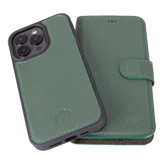 Carter Detachable Leather Wallet Case – iPhone 15 Pro Max, Pebble Green