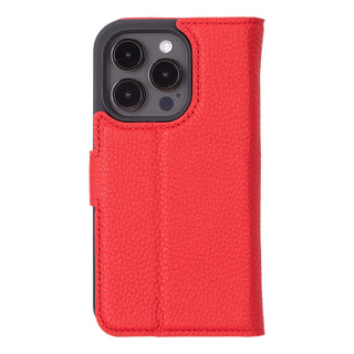 Carter Detachable Leather Wallet Case – iPhone 15 Pro Max, Pebble Red