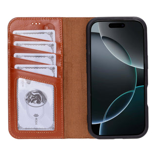 Carter Detachable Leather Wallet Case – iPhone 16 Pro Max, Burnished Tan