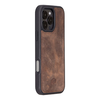Carter Detachable Leather Wallet Case – iPhone 16 Pro Max, Distressed Coffee