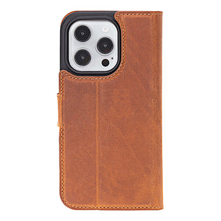 Carter Detachable Leather Wallet Case – iPhone 16 Pro Max, Golden Brown