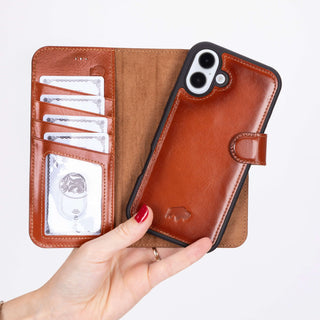 Carter Detachable Leather Wallet Case – iPhone 16 Plus, Burnished Tan
