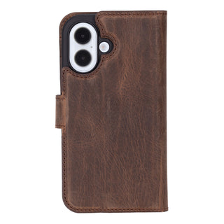 Carter Detachable Leather Wallet Case – iPhone 16 Plus, Distressed Coffee