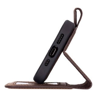 Carter Detachable Leather Wallet Case – iPhone 16 Plus, Distressed Coffee