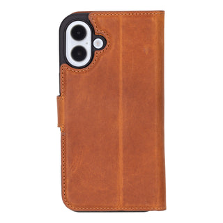 Carter Detachable Leather Wallet Case – iPhone 16 Plus, Golden Brown