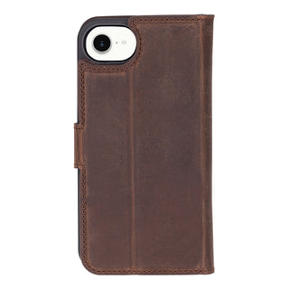 Carter Detachable Leather Wallet Case – iPhone 16e, Distressed Coffee