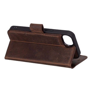 Carter Detachable Leather Wallet Case – iPhone 16e, Distressed Coffee