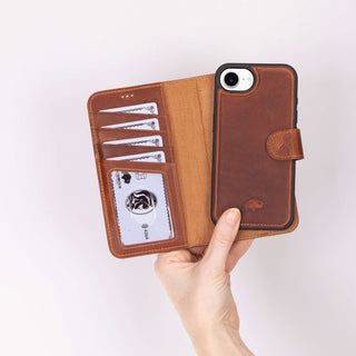 Carter Detachable Leather Wallet Case – iPhone 16e, Golden Brown