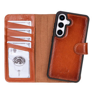 Carter Detachable Leather Wallet Case Galaxy S25 Plus, Burnished Tan