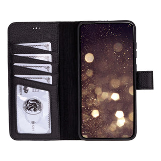 Carter Detachable Leather Wallet Case Galaxy S25 Plus, Pebble Black