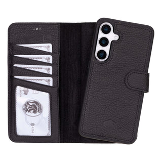 Carter Detachable Leather Wallet Case Galaxy S25 Plus, Pebble Black