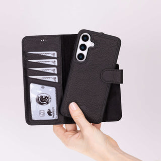 Carter Detachable Leather Wallet Case Galaxy S25 Plus, Pebble Black