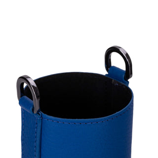 Castaway Full‑Grain Leather Crossbody Water Bottle Holder, Blue