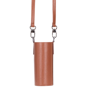 Castaway Full‑Grain Leather Crossbody Water Bottle Holder, Brown