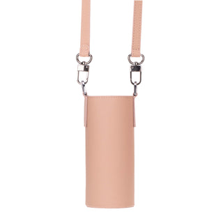 Castaway Full‑Grain Leather Crossbody Water Bottle Holder, Pink
