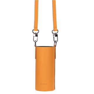 Castaway Full‑Grain Leather Crossbody Water Bottle Holder, Yellow