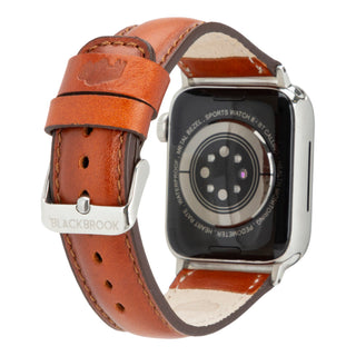 Classic Leather Band – Apple Watch 42 mm (Burnished Tan, Silver Hardware)