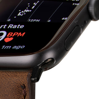 Classic Leather Band – Apple Watch 42 mm (Distressed Coffee, Black Hardware)