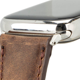 Classic Leather Band – Apple Watch 46 mm (Distressed Coffee, Silver Hardware)
