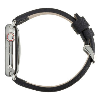 Classic Leather Band – Apple Watch 46 mm (Pebble Black, Silver Hardware)