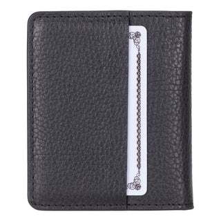 Dean Full‑Grain Leather Card Wallet, Pebble Black