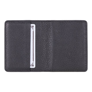 Dean Full‑Grain Leather Card Wallet, Pebble Black
