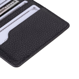 Dean Full‑Grain Leather Card Wallet, Pebble Black